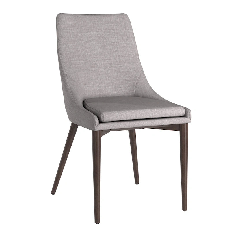 Sedie da pranzo a botte di metà secolo in lino con gambe affusolate – Grigio scuro / Grigio / Bianco