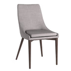Sedie da pranzo a botte di metà secolo in lino con gambe affusolate – Grigio scuro / Grigio / Bianco