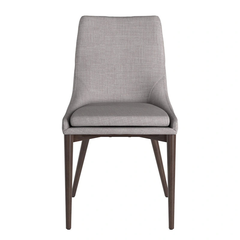 Sedie da pranzo a botte di metà secolo in lino con gambe affusolate – Grigio scuro / Grigio / Bianco