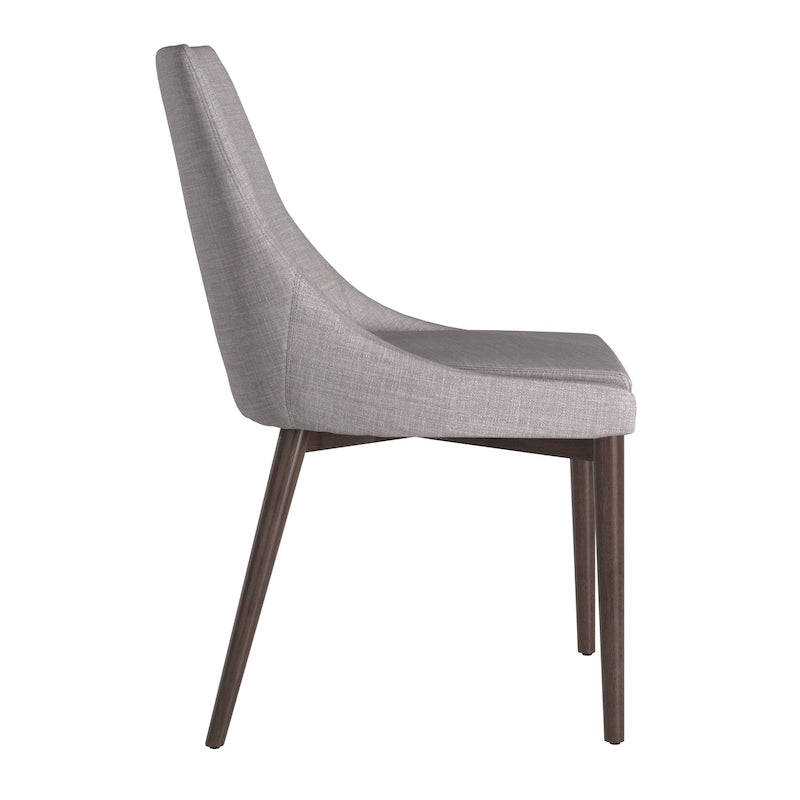 Sedie da pranzo a botte di metà secolo in lino con gambe affusolate – Grigio scuro / Grigio / Bianco