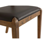 Sedia da pranzo Mid-Century in legno di gomma con seduta in similpelle – Spazzolata castagno