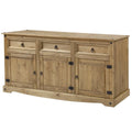 Credenza a buffet in legno massiccio di pino in stile rustico – Marrone antico/Grigio slavato, Singola