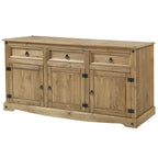 Credenza a buffet in legno massiccio di pino in stile rustico – Marrone antico/Grigio slavato, Singola