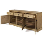 Credenza a buffet in legno massiccio di pino in stile rustico – Marrone antico/Grigio slavato, Singola