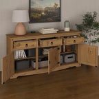 Credenza a buffet in legno massiccio di pino in stile rustico – Marrone antico/Grigio slavato, Singola