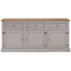 Credenza a buffet in legno massiccio di pino in stile rustico – Marrone antico/Grigio slavato, Singola