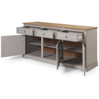 Credenza a buffet in legno massiccio di pino in stile rustico – Marrone antico/Grigio slavato, Singola