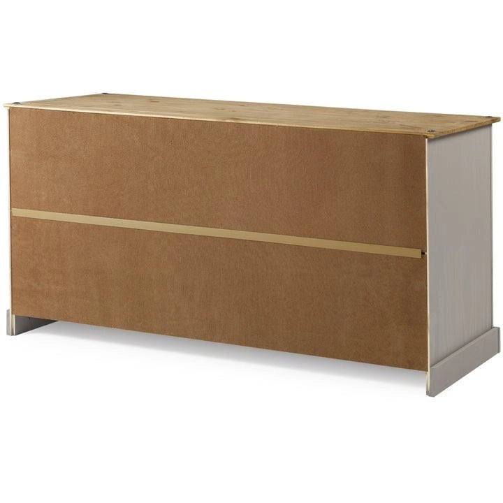 Credenza a buffet in legno massiccio di pino in stile rustico – Marrone antico/Grigio slavato, Singola