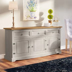 Credenza a buffet in legno massiccio di pino in stile rustico – Marrone antico/Grigio slavato, Singola
