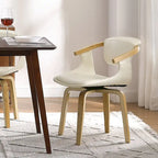 Sedia da pranzo girevole a 360° Mid-Century Modern con schienale curvo e braccioli incassati – Ecopelle / Tessuto, 8 colori, Singola