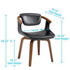 Sedia da pranzo girevole a 360° Mid-Century Modern con schienale curvo e braccioli incassati – Ecopelle / Tessuto, 8 colori, Singola