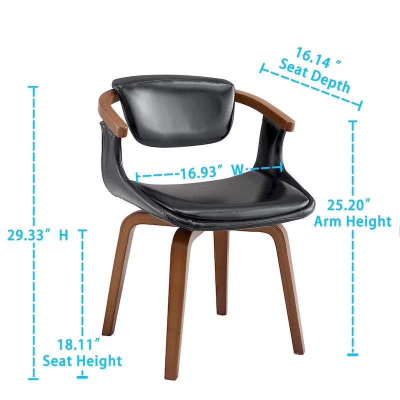 Sedia da pranzo girevole a 360° Mid-Century Modern con schienale curvo e braccioli incassati – Ecopelle / Tessuto, 8 colori, Singola