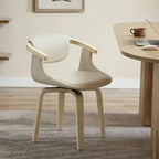 Sedia da pranzo girevole a 360° Mid-Century Modern con schienale curvo e braccioli incassati – Ecopelle / Tessuto, 8 colori, Singola