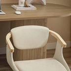 Sedia da pranzo girevole a 360° Mid-Century Modern con schienale curvo e braccioli incassati – Ecopelle / Tessuto, 8 colori, Singola