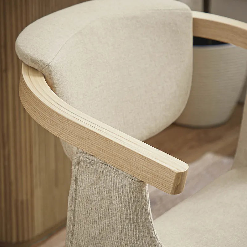 Sedia da pranzo girevole a 360° Mid-Century Modern con schienale curvo e braccioli incassati – Ecopelle / Tessuto, 8 colori, Singola