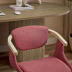 Sedia da pranzo girevole a 360° Mid-Century Modern con schienale curvo e braccioli incassati – Ecopelle / Tessuto, 8 colori, Singola