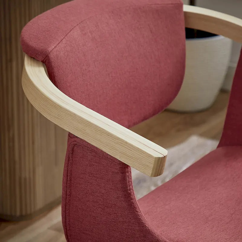 Sedia da pranzo girevole a 360° Mid-Century Modern con schienale curvo e braccioli incassati – Ecopelle / Tessuto, 8 colori, Singola