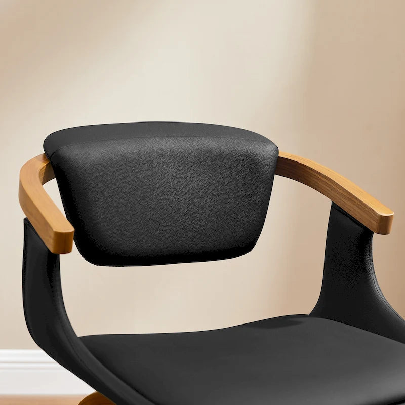 Sedia da pranzo girevole a 360° Mid-Century Modern con schienale curvo e braccioli incassati – Ecopelle / Tessuto, 8 colori, Singola
