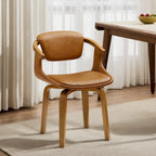 Sedia da pranzo girevole a 360° Mid-Century Modern con schienale curvo e braccioli incassati – Ecopelle / Tessuto, 8 colori, Singola
