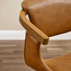 Sedia da pranzo girevole a 360° Mid-Century Modern con schienale curvo e braccioli incassati – Ecopelle / Tessuto, 8 colori, Singola