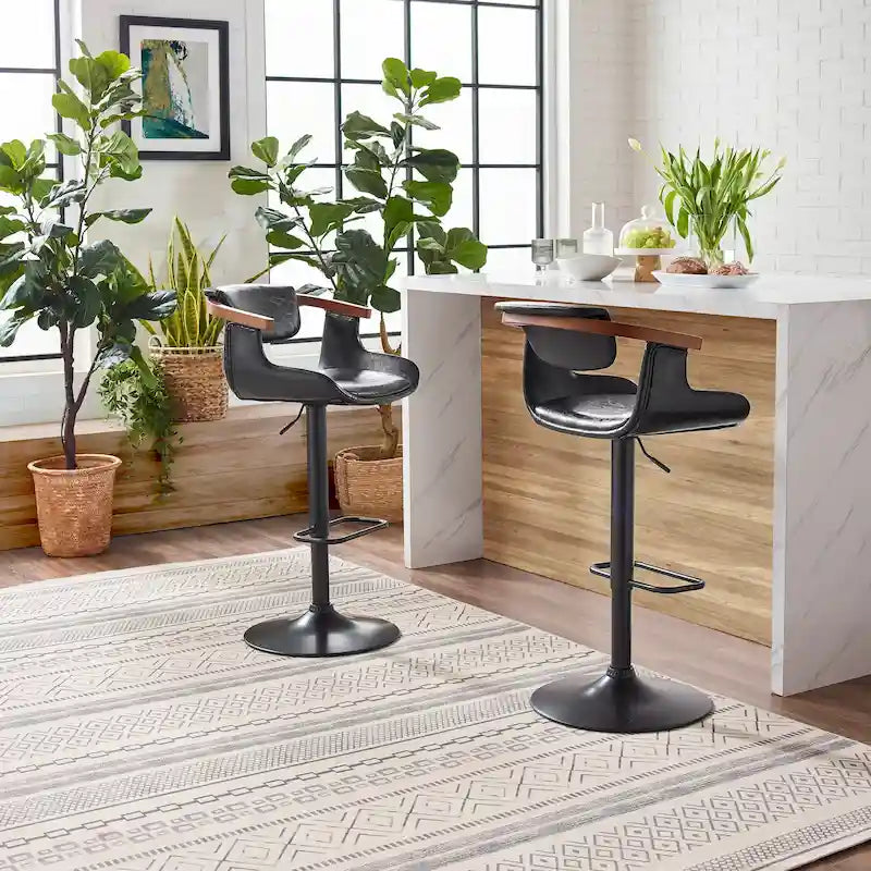 Sedia da pranzo girevole a 360° Mid-Century Modern con schienale curvo e braccioli incassati – Ecopelle / Tessuto, 8 colori, Singola