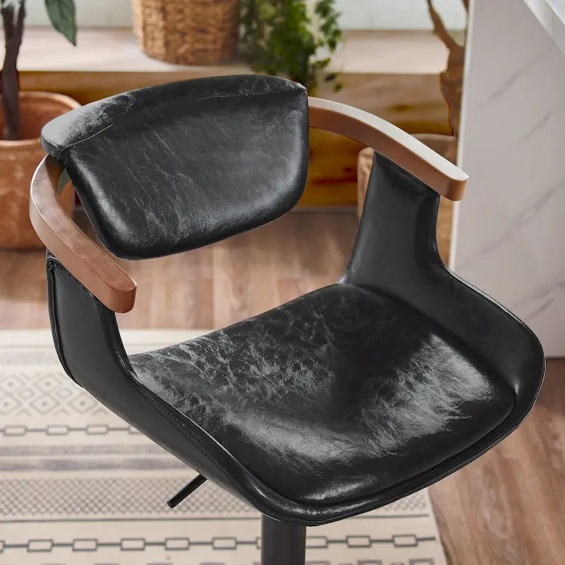 Sedia da pranzo girevole a 360° Mid-Century Modern con schienale curvo e braccioli incassati – Ecopelle / Tessuto, 8 colori, Singola