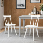 Sedia da Pranzo Senza Braccioli con Schienale a Fuso Stile Windsor, con Telaio in Legno di Gomma e Seduta Antiscivolo – Bianco / Nero