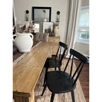 Sedia da Pranzo Senza Braccioli con Schienale a Fuso Stile Windsor, con Telaio in Legno di Gomma e Seduta Antiscivolo – Bianco / Nero