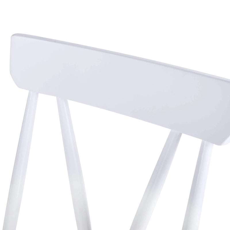 Sedia da Pranzo Senza Braccioli con Schienale a Fuso Stile Windsor, con Telaio in Legno di Gomma e Seduta Antiscivolo – Bianco / Nero
