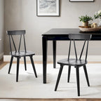 Sedia da Pranzo Senza Braccioli con Schienale a Fuso Stile Windsor, con Telaio in Legno di Gomma e Seduta Antiscivolo – Bianco / Nero