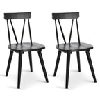 Sedia da Pranzo Senza Braccioli con Schienale a Fuso Stile Windsor, con Telaio in Legno di Gomma e Seduta Antiscivolo – Bianco / Nero