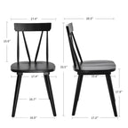 Sedia da Pranzo Senza Braccioli con Schienale a Fuso Stile Windsor, con Telaio in Legno di Gomma e Seduta Antiscivolo – Bianco / Nero