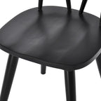 Sedia da Pranzo Senza Braccioli con Schienale a Fuso Stile Windsor, con Telaio in Legno di Gomma e Seduta Antiscivolo – Bianco / Nero