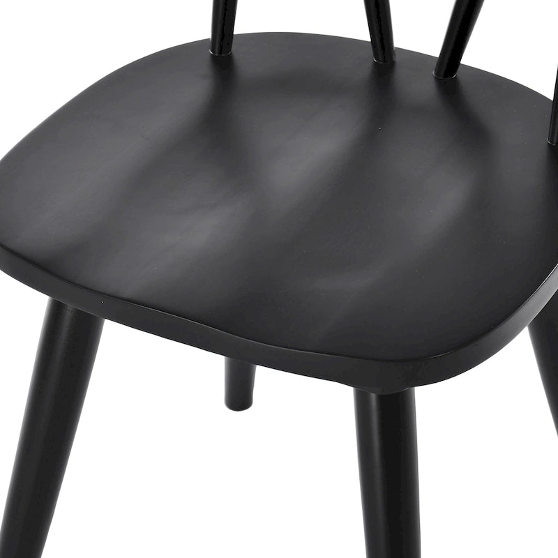 Sedia da Pranzo Senza Braccioli con Schienale a Fuso Stile Windsor, con Telaio in Legno di Gomma e Seduta Antiscivolo – Bianco / Nero