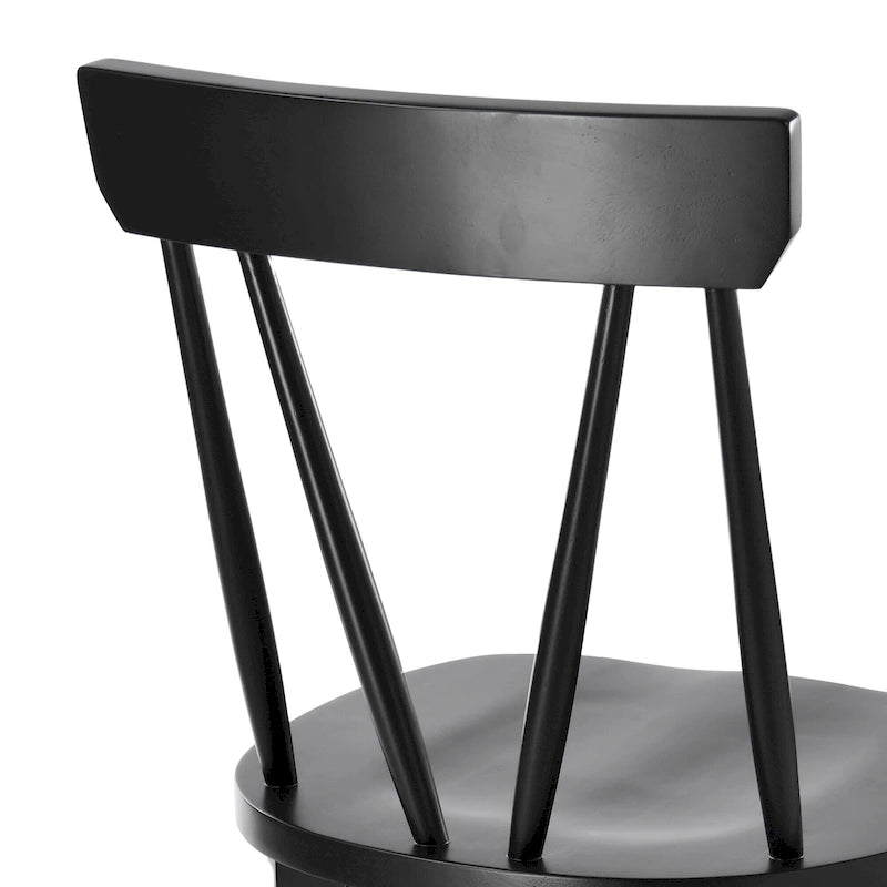 Sedia da Pranzo Senza Braccioli con Schienale a Fuso Stile Windsor, con Telaio in Legno di Gomma e Seduta Antiscivolo – Bianco / Nero
