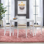 Set da pranzo in legno di gomma massiccio con sedie imbottite – Bianco / Espresso, microfibra / similpelle, 4 posti