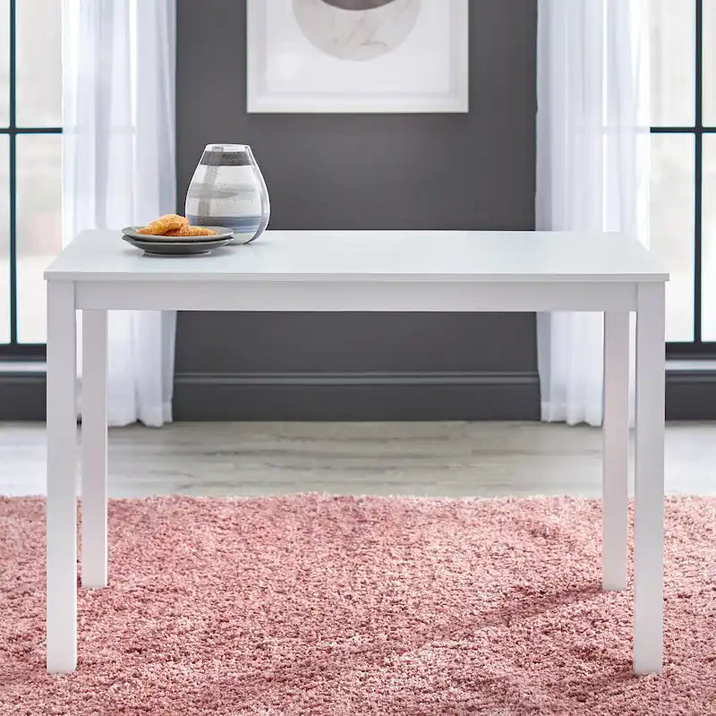 Set da pranzo in legno di gomma massiccio con sedie imbottite – Bianco / Espresso, microfibra / similpelle, 4 posti