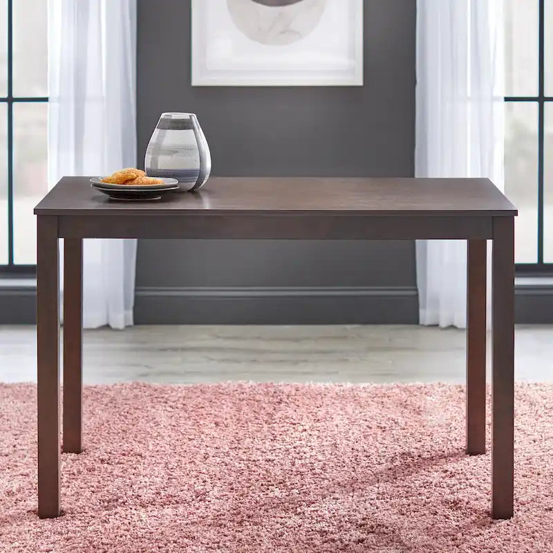 Set da pranzo in legno di gomma massiccio con sedie imbottite – Bianco / Espresso, microfibra / similpelle, 4 posti