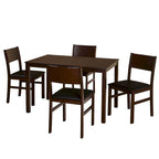 Set da pranzo in legno di gomma massiccio con sedie imbottite – Bianco / Espresso, microfibra / similpelle, 4 posti