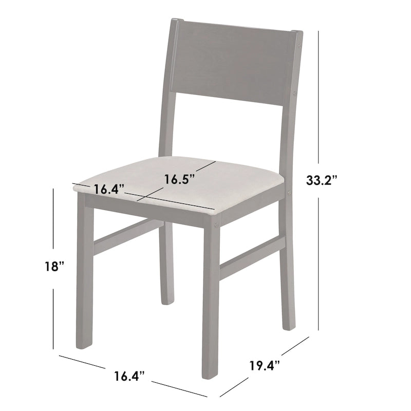Set da pranzo in legno di gomma massiccio con sedie imbottite – Bianco / Espresso, microfibra / similpelle, 4 posti