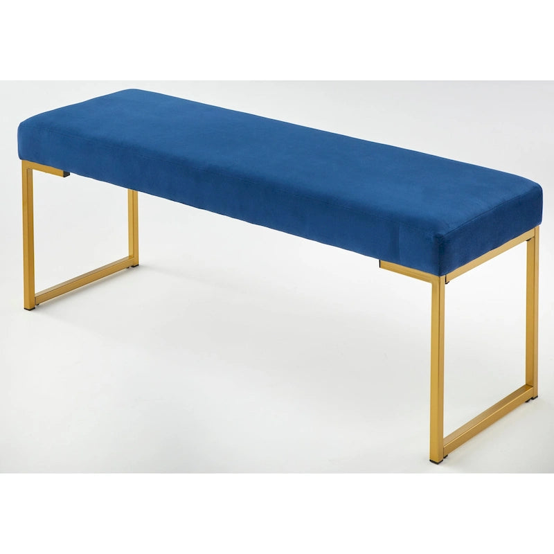 Panca imbottita in velluto con cuscino in schiuma e gambe a slitta in metallo color oro – Grigio / Bianco / Blu / Verde scuro, Singolo