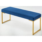 Panca imbottita in velluto con cuscino in schiuma e gambe a slitta in metallo color oro – Grigio / Bianco / Blu / Verde scuro, Singolo
