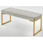 Panca imbottita in velluto con cuscino in schiuma e gambe a slitta in metallo color oro – Grigio / Bianco / Blu / Verde scuro, Singolo