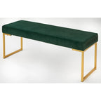 Panca imbottita in velluto con cuscino in schiuma e gambe a slitta in metallo color oro – Grigio / Bianco / Blu / Verde scuro, Singolo