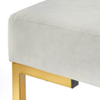 Panca imbottita in velluto con cuscino in schiuma e gambe a slitta in metallo color oro – Grigio / Bianco / Blu / Verde scuro, Singolo