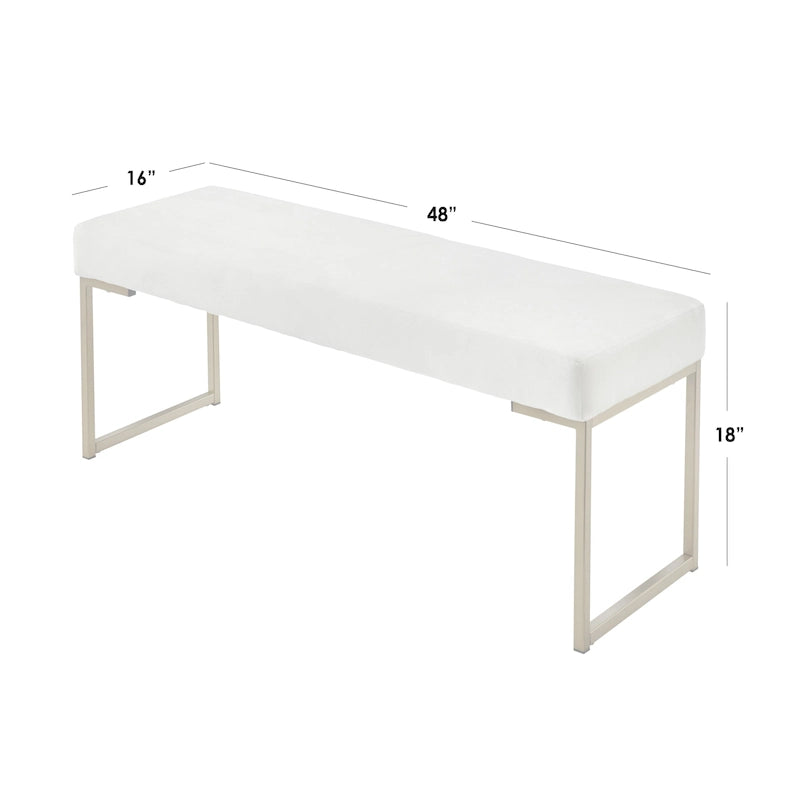 Panca imbottita in velluto con cuscino in schiuma e gambe a slitta in metallo color oro – Grigio / Bianco / Blu / Verde scuro, Singolo