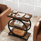 Tavolino Industriale Stretto a 3 Ripiani – Marrone / Grigio / Rovere / Giallo