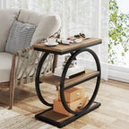 Tavolino Industriale Stretto a 3 Ripiani – Marrone / Grigio / Rovere / Giallo