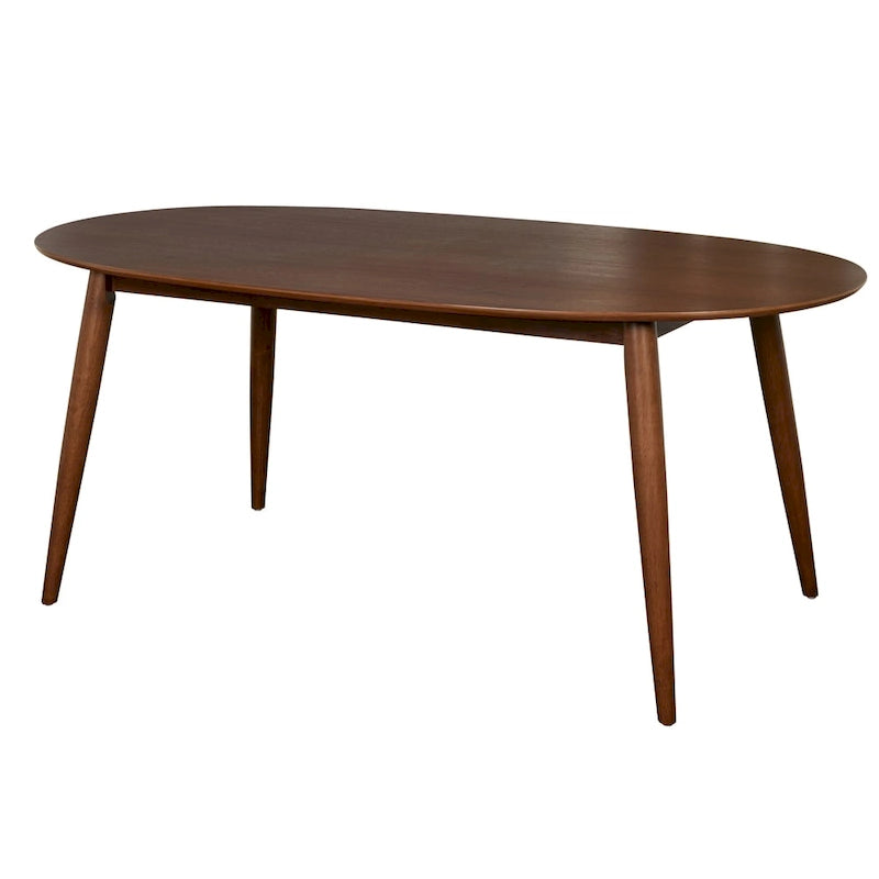 Tavolo da Pranzo Ovale Mid-Century con Gambe Affusolate – Noce / Nero, 6 Posti