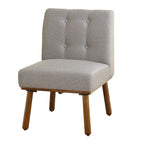 Poltrona d'Appoggio Capitonné senza Braccioli con Gambe in Legno di Gomma e Cuscino in Schiuma – Blu / Grigio / Beige / Rosa, Singola